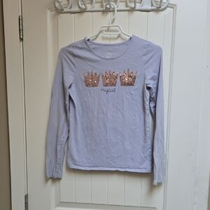George Cotton Magical Crown Kids Long Sleeve Shirt - Light Purple KIDS XL